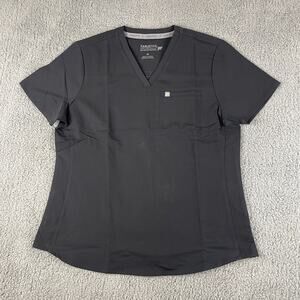 Fabletics Women's Medium Black Polyester Viscose SS Vital 1-Pocket Scrub Top